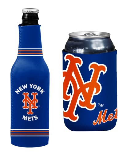 MLB Baseball Can & Bottle Holder Insulator Beverage Cooler (New York) Mets - Jersey Suit