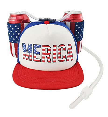 HandinHandCreations USA Hat Merica 4th of July All American Costume Drink Holder with Straw Costume