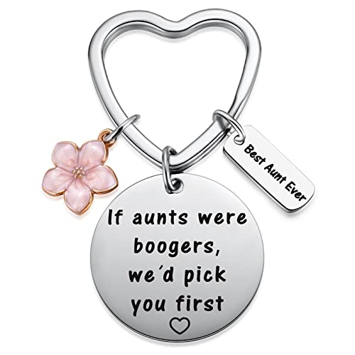 Auntie Birthday Present from Niece Nephew, Best Aunt Ever Keychian Gifts, Funny Aunts Were Boogers Aunty Key Chain Christmas Gifts