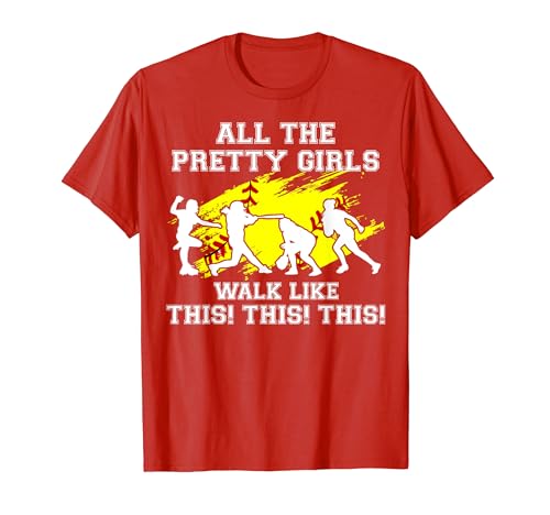 Girls Walk Like This Softball-Shirt Pitcher Funny Teen Women T-Shirt