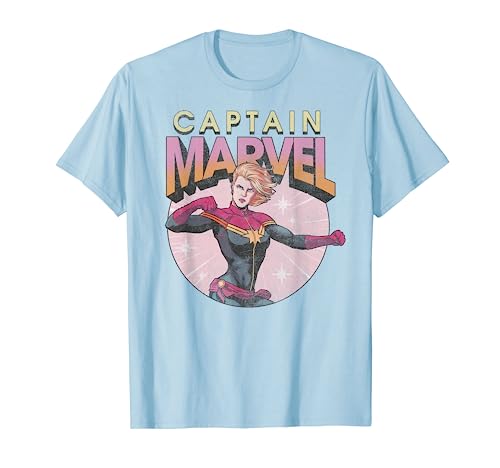 Marvel Comics Captain Marvel Distressed Vintage Circle Logo T-Shirt
