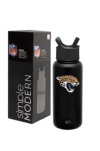 Simple Modern Officially Licensed NFL Jacksonville Jaguars Water Bottle with Straw Lid | Vacuum Insulated Stainless Steel 32oz Thermos | Summit Collection | Jacksonville Jaguars