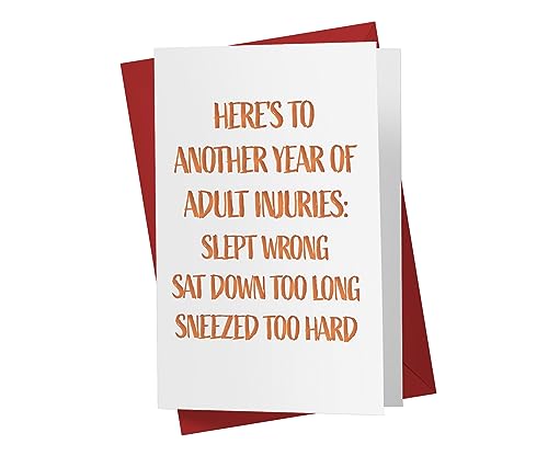 Karto Funny Birthday Card For Men and Women, Large 5.5 x 8.5 Happy Birthday Card For Him Or Her, Birthday Card For Husband, Birthday Card For Brother, Sister Another Year Injuries