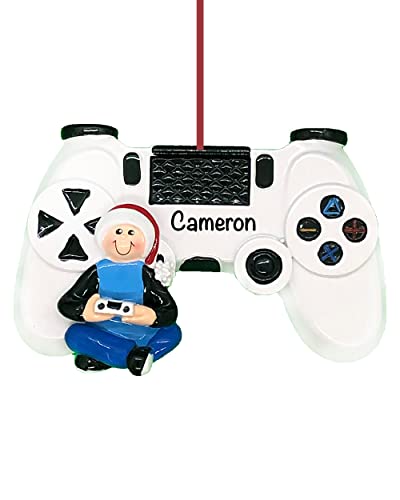 Video Game Controller Personalized Christmas Ornaments 2023 - Fast & Free 24h Customization – Boy Playing Video Game Christmas Decorations with Name - Comes Gift-Wrapped