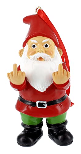 Gnometastic Holiday Double Bird Gnome Ornament, 3.5 Inch - Inappropriate, Funny Christmas Ornaments for Adults, Holiday Home Decor and White Elephant Gifts for Adults