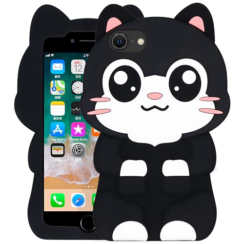 Dumkery Cute iPhone SE 2022 Case, Pocket Cat iPhone SE 2020 Case, Kitty Cat iPhone 7 Case, Funny iPhone 8 Case, iPhone 6s Case, iPhone 6 Cases, 3D Cartoon Animals Soft Silicone Shockproof Case Cover