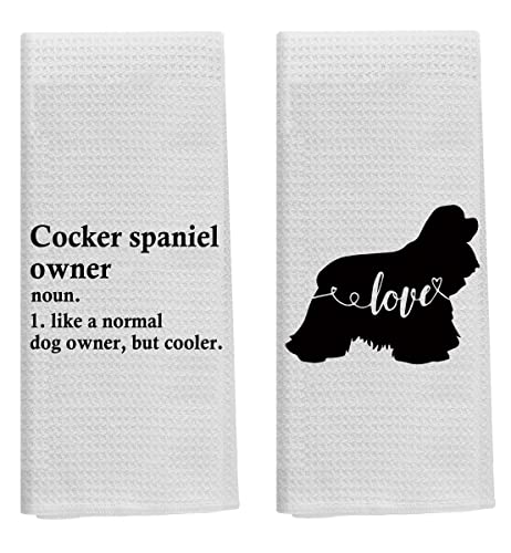 Cocker Spanie Kitchen Towels Set - Cocker Spaniel Gifts, 2 Pieces 16 X 24 Inch Cocker Spaniel Dog Towels, Bathroom Hand Towels, Cocker Spaniel Owner Gifts, Cocker Spaniel Decor for Bathroom