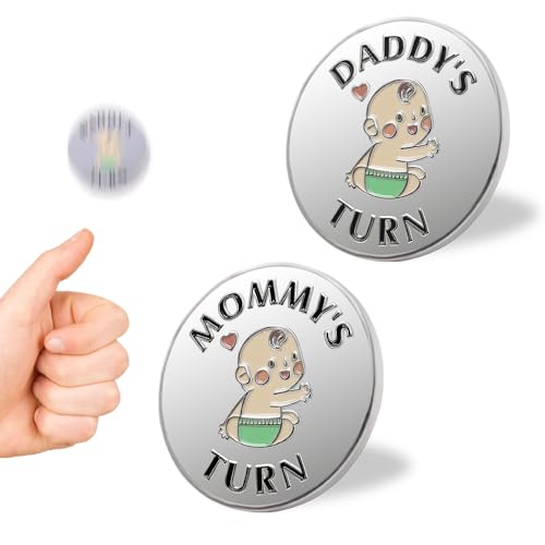 Meliatomia Lovely New Parent Decision Coin as Baby Gift,Double-Sided Coins as Gifts for Couples,Funny Gifts for Mom & Dad,New Mommy Essentials,Silver