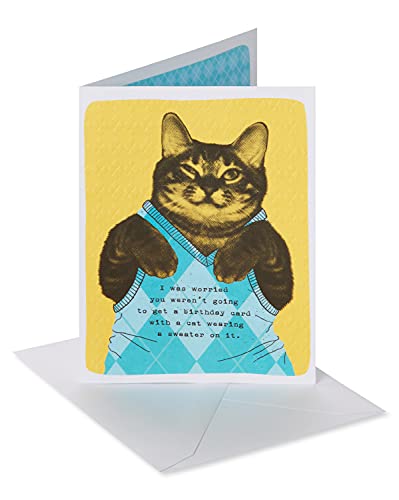 American Greetings Funny Birthday Card (Cat Wearing Argyle Sweater)