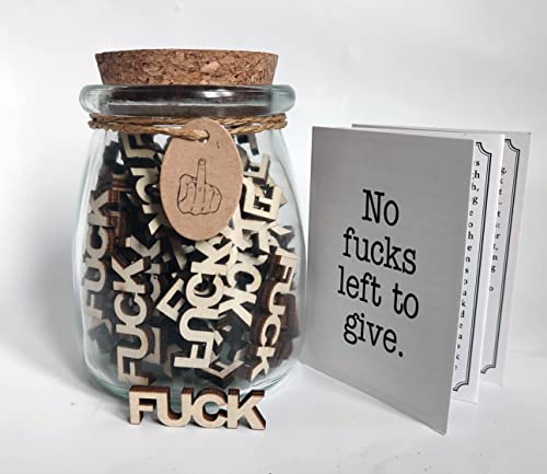Jar of Fuck Gift Jar,Gag Gift Birthday Gift Funny Gift,Gift for Friend，Anniversaries Gift ，Fool Friends and Make Family Laugh Out Loud 'Fuck to Give'(7oz)