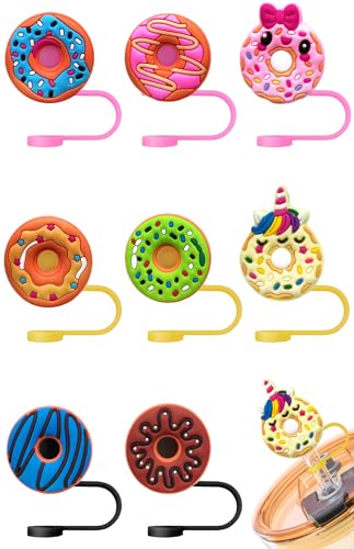 Donut Straw Cover Cap for Cup Compatible with Stanley 40oz/30oz/20oz Gifts for Girls 5-7 Christmas Reusable Topper Cups Accessories Toys for 3 6 8 9 4 5 7 Year Old Girl Birthday Gift Ideas
