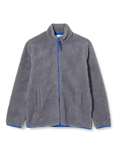 Amazon Essentials Toddler Boys' Polar Fleece Lined Sherpa Full-Zip Jacket, Dark Grey, 3T