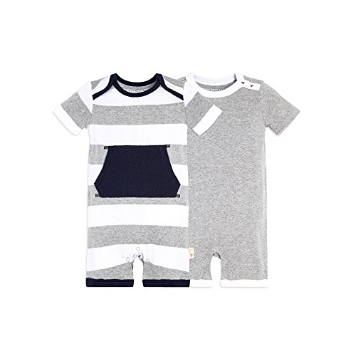 Burt's Bees Baby Baby Boys Short Sleeve Rompers, 100% Organic Cotton One-piece Coverall and Layette Set