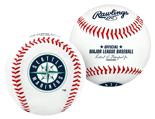 Rawlings MLB Seattle Mariners Team Logo Baseball, White, 1