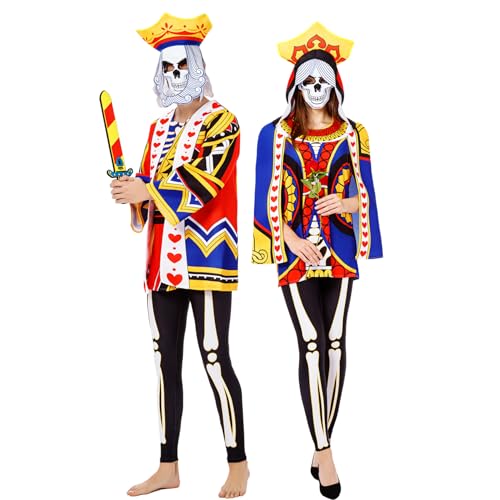 BAYLAY Couple Halloween Costumes for Adults - L Size Queen Costume Adults Couple Halloween Costumes Skull Mask Halloween Couple Costumes for Adults