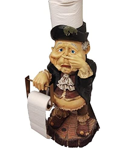 Toilet Butler with Roll Paper Holder Pinching Nose Resin Ornament,Toilet Paper Roll Holder for Bathroom Tissue Super Cute -B