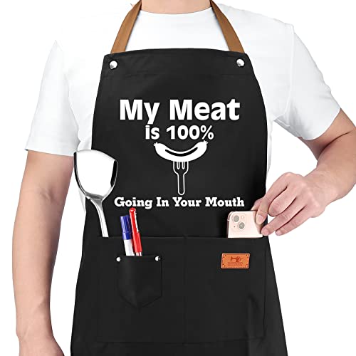 HBESTIE Gifts for Boyfriend, Valentines Day Gifts for Him, Birthday Gifts for Husband, I Love You Gag Gifts for Men, Kitchen Chef Apron with Pockets, Anniversary Mens Funny Gifts Grilling Gifts