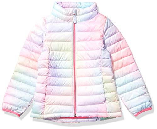Amazon Essentials Toddler Girls' Lightweight Water-Resistant Packable Mock Puffer Jacket, Pink Ombre, 4T