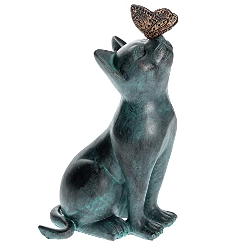 iHeartCats Cat Memorial Figurine with Butterfly - Cat Statue Pet Memorial Gifts