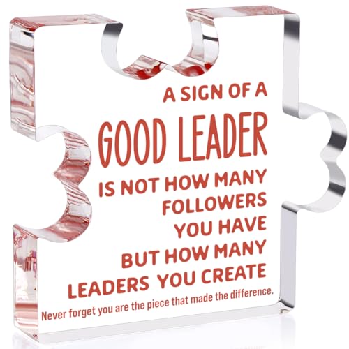 TuSuQing Thank You Gifts for Good Leader Boss Supervisor Manager Retirement Coworker Farewell Promotion Celebration Christmas Birthday Gifts Office Gift Good Leader Irregular Acrylic Decor Table Signs