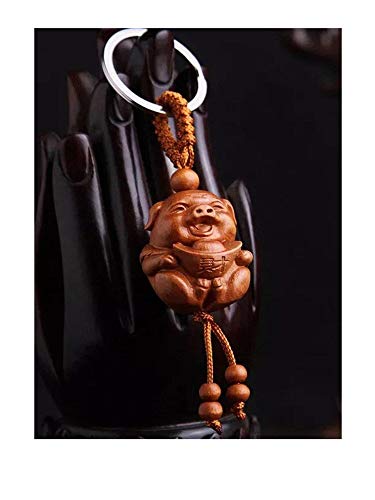 Betterdecor Feng shui Chinese Zodiac Pig Key Ring Key Chain for success and wealth luck (3 D pig)