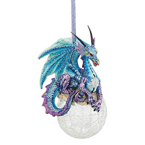 Design Toscano Frost The Gothic Dragon Holiday Ornament Christmas Décor, 3 Inches Wide, 3 Inches Deep, 5 Inches High, Handcast Polyresin, Full Color Finish
