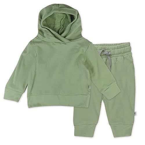HonestBaby Multipack Pullover Hoodie Sweatshirt Jogger Sweatpant Sets Organic Cotton Baby, Toddler, Boys, Girls, Unisex , Swamp, 12 Months
