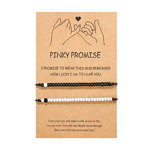 UNGENT THEM Pinky Promise Matching Couples Bracelets Gifts Ideas Distance Relationship His Hers Cute Stuff Christmas Birthday Valentines Day Gifts for Him Her Boyfriend Girlfriend Bf Gf Men Women