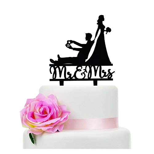 Mr and Mrs Wedding Cake Topper, Funny Game Console Theme Wedding Bridal Shower or Anniversary Cake Topper (Game Console)