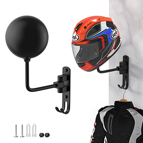 Helmet Hanger Wall Mount 180° Swivel Helmet Holder for Motorcycle Bike Racing Outerwear Sports Gear