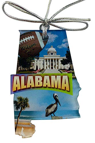 Alabama Christmas Ornament Acrylic State Shaped Decoration Gift Made in The USA