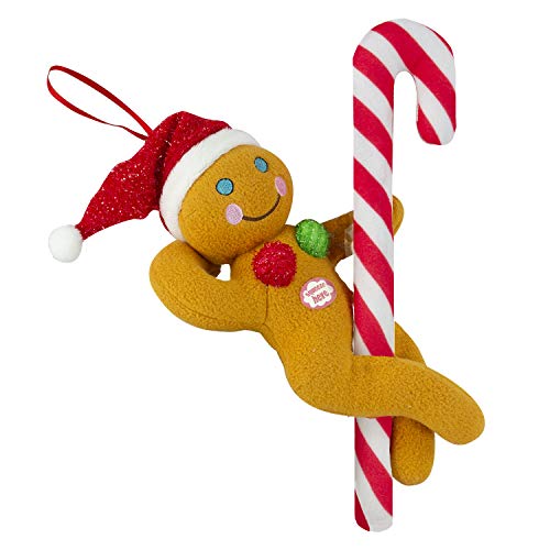 Tekky Naughty Dirty Signing Gingerbread Pole Dancer Tree Ornament, White Elephant, Tan