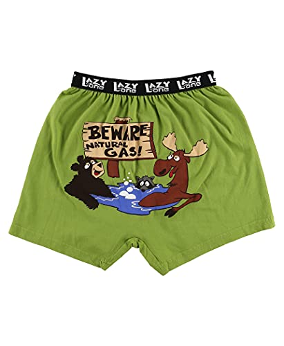 Lazy One Funny Animal Boxers, Novelty Boxer Shorts, Humorous Underwear, Gag Gifts for Men, Moose, Bear, Hot Tub (Beware Of Natural Gas, LARGE)