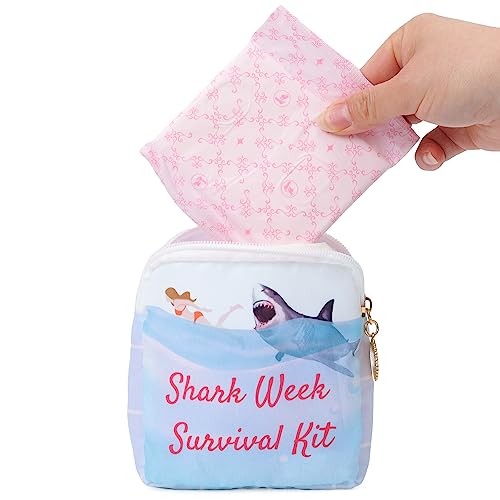 Primo Lines Period Bag Shark Week Tampon Storage - Pouch for Feminine Products-Waterproof Tampon Holder for Purse -Cute Period Bag for Teen Girls