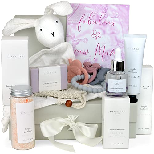 Jasmyn & Greene New Mom Gift Basket - 9 Luxury Baby Shower Gifts for Expecting Mommy To Be. Pregnant Moms Postpartum Kit Care Package. Newborn Baby Gift Set with Birthday Spa Gifts for Women.