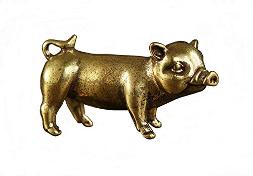 DMtse Chinese Feng Shui Brass Mini Pig Decor Statue Figurines for Animal Sculpture Collectibles Gift
