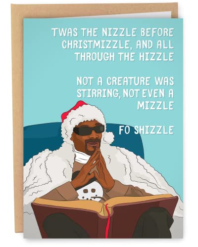 Sleazy Greetings Funny Christmas Card For Men Women Him Or Her | Funny X-Mas Holiday Card For Boyfriend Girlfriend Wife Husband Fiance | Fo Shizzle Card