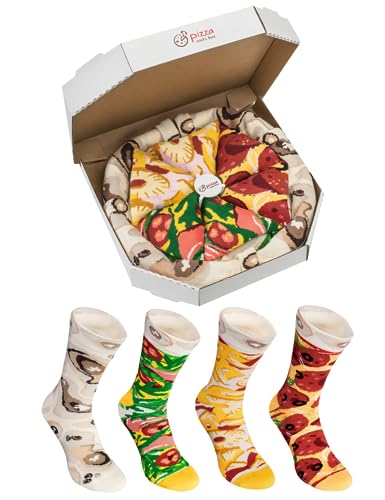 Rainbow Socks - Pizza Box Socks - 4 pairs MIX Hawaii Italian Pepperoni Cotton Socks L Made In EU