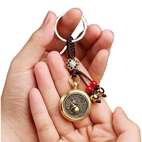MELD Feng Shui Brass Coins Chinese Zodiac Rabbit Key Chain for Good Luck Fortune Longevity Wealth Success