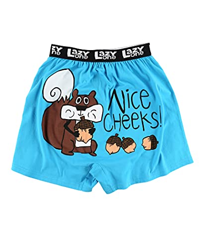 Lazy One Funny Animal Boxers, Novelty Boxer Shorts, Humorous Underwear, Gag Gifts for Men, Nature, Squirrel, Bum, Nuts (Nice Cheeks, Medium)