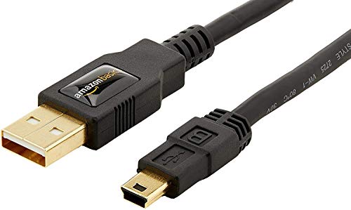 Amazon Basics USB-A to Mini USB 2.0 Fast Charging Cable, 480Mbps Transfer Speed with Gold-Plated Plugs, 6 Foot, Black