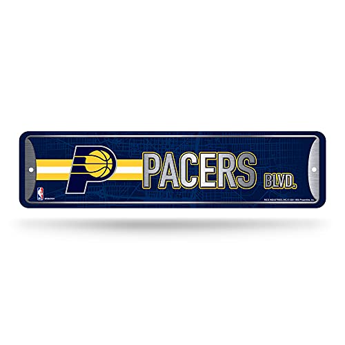 Rico Industries NBA Indiana Pacers Home Décor Metal Street Sign (4' x 15') - Great for Home, Office, Bedroom, & Man Cave - Made