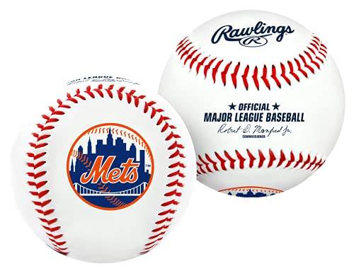 Rawlings MLB New York Mets Team Logo Baseball, Official, White