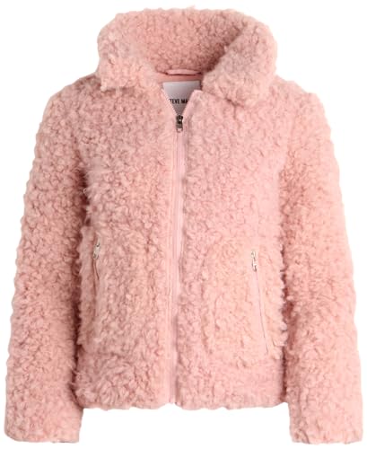 Steve Madden Girls' Jacket – Zip Up Sherpa Fleece Sweatshirt Jacket – Casual Teddy Coat for Girls (4-16), Size 7/8, Rose Tan