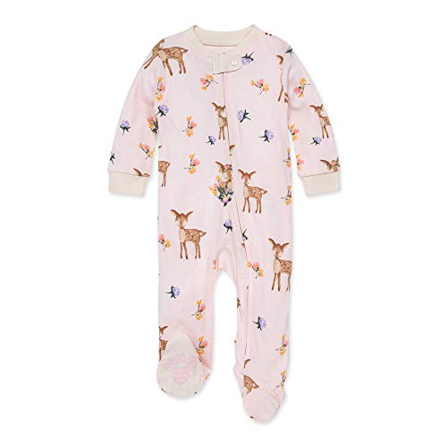 Burt's Bees Baby baby girls Play Pjs, 100% Organic Cotton One-piece Romper Jumpsuit Zip Front Pajamas and Toddler Sleepers, Sweet Doe, 6 Months US