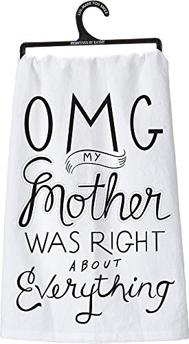 Primitives by Kathy Boho Cotton Kitchen Towel Set with Funny Sayings - Ideal Housewarming Gift, Fall Kitchen Decor and Home Kitchen, 28' x 28'