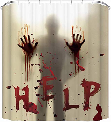 CHICHIC 71 Inch x 71 Inch Halloween Shower Curtain Liner Window Curtains, Help Me with Bloodys Hands for Halloween Decorations Theme Decor Props Bathroom