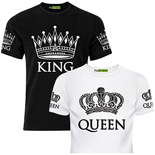 Matching Shirts for Couples Set for him and her King Queen T-Shirts Black XL/L