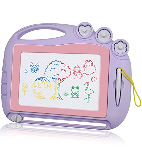 AiTuiTui Magnetic Drawing Board Toddler Toys for Girls Gifts, Erasable Sketch Writing Doodle Pad Travel Games for Kids in Car, Early Education Learning Skill Development Toys for Kids Toddlers Purple