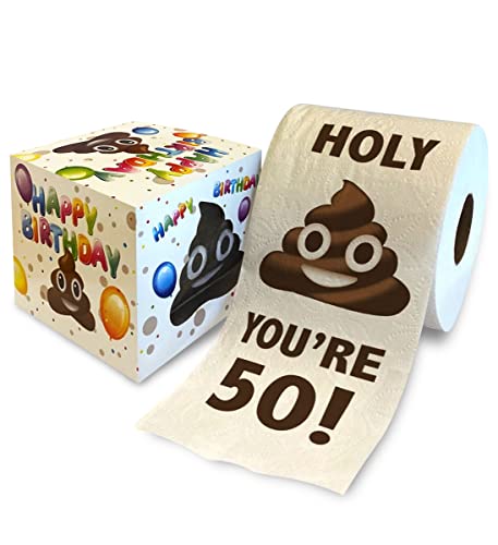 Printed TP You're 50 Birthday Toilet Paper Gift - 50th Bday Party Funny Birthday Gift Joke Toilet Paper Prank, Novelty Unique Birthday Presents for Men, Women, Family, Friends - 500 Sheets